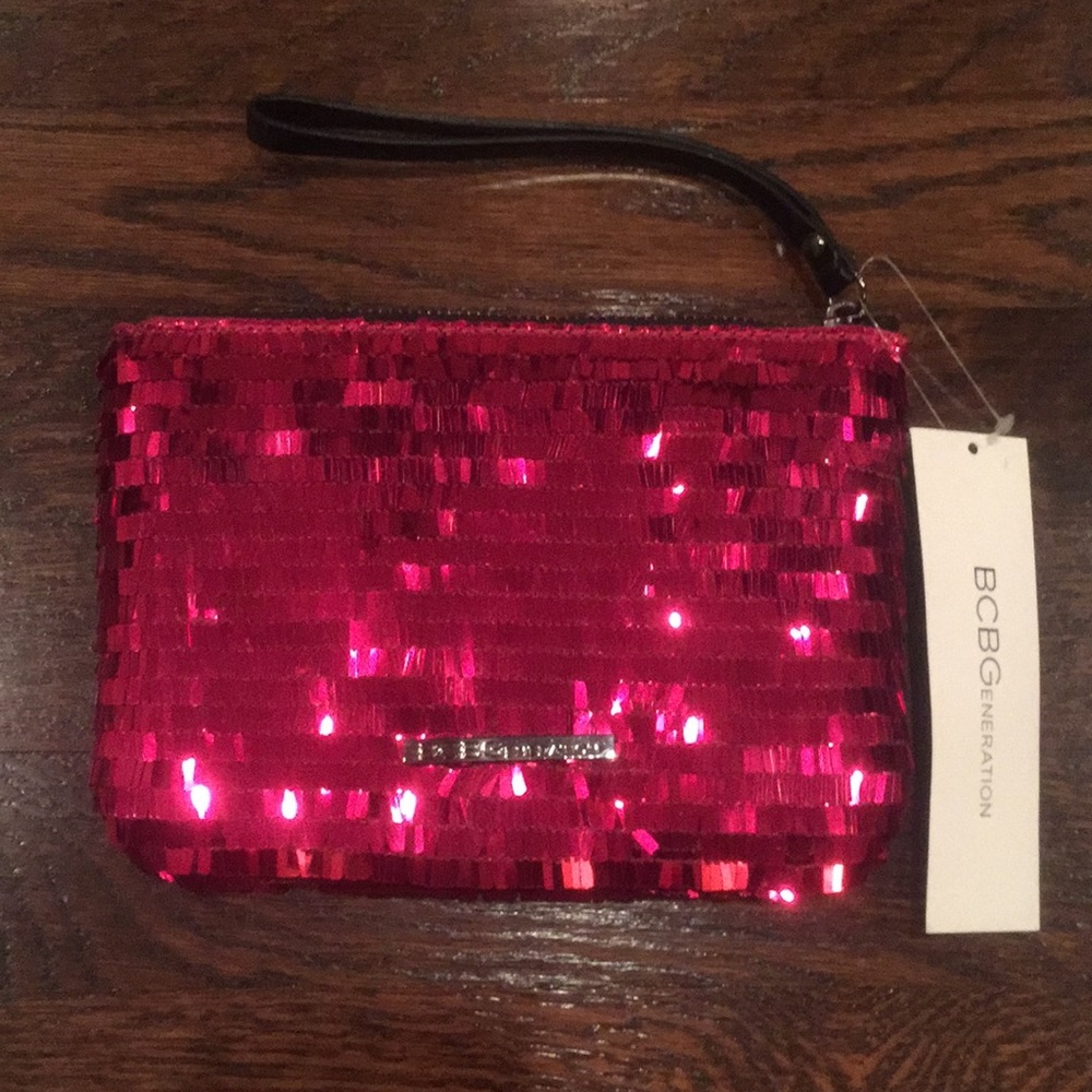 BCBGeneration Pink Sparkly Wristlet